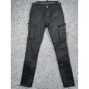 Serenade Cargo Jeans Size 30 Black Y2K Preppy Designer Punk Grunge Utility